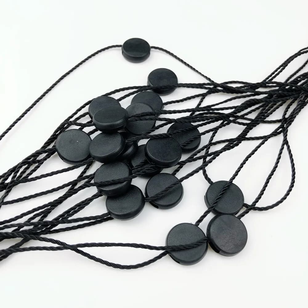 Round Eco-Friendly Black Plastic Hang Tag String No Logo for Clothing Bags Shoes Watches - view 1