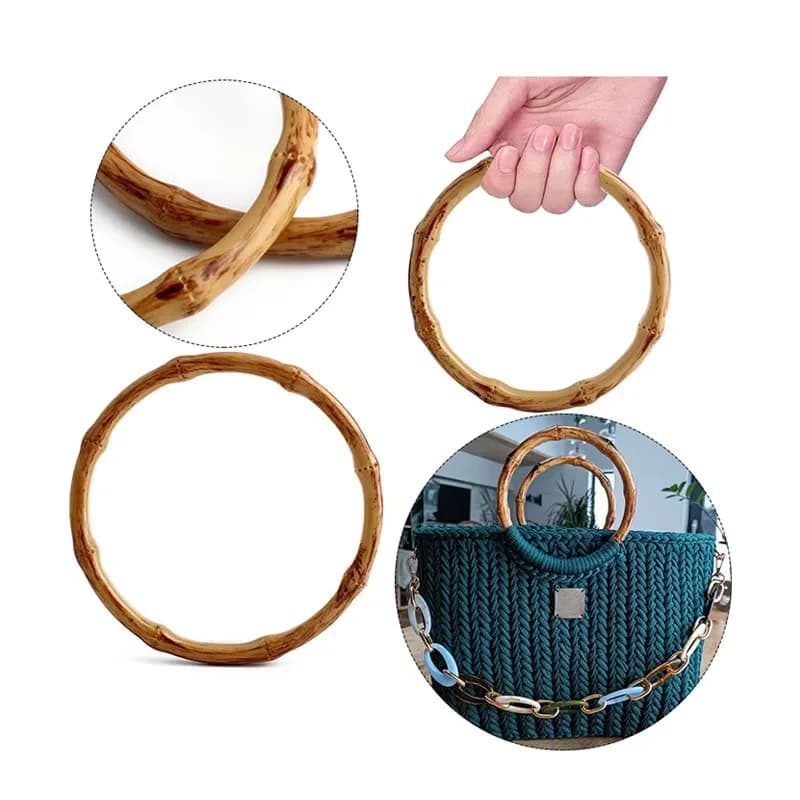 Rouden O Bag Handles ABS Plastic Imitate Bamboo Purse Circle Handle for Bag, front view