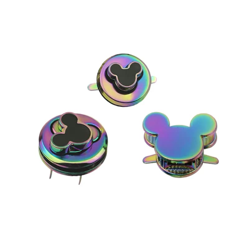 Top Quality Rainbow Metal Purse Hardware Coins Wallet Clasp Round Ring Turn, front view