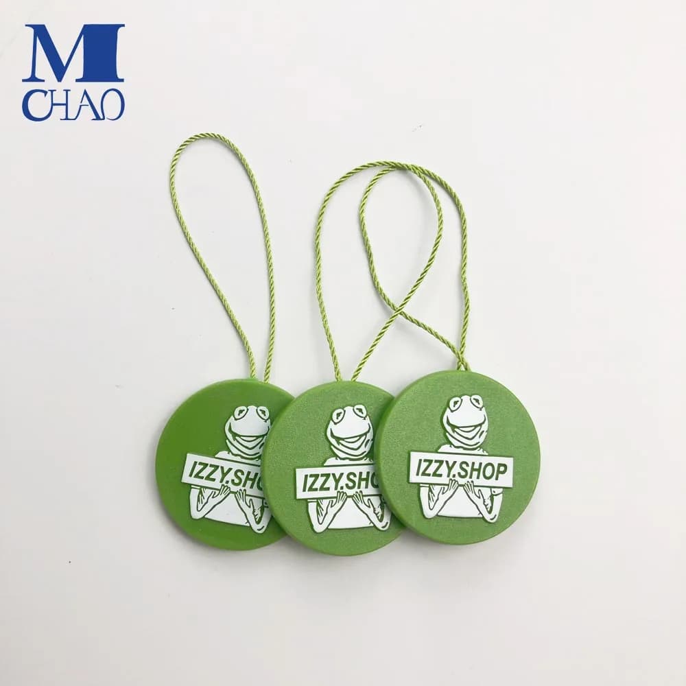 Customized Barcode Available 38mm Round Plastic Hang Tag Seal String for Watch and Jewelry - view 1