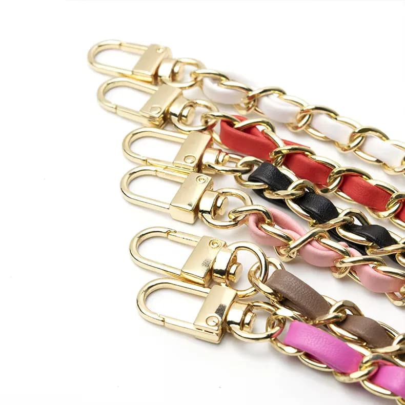 New Purse Colorful Metal Crossbody Chunky Girls Shoulder Leather Wallets Chain, front view