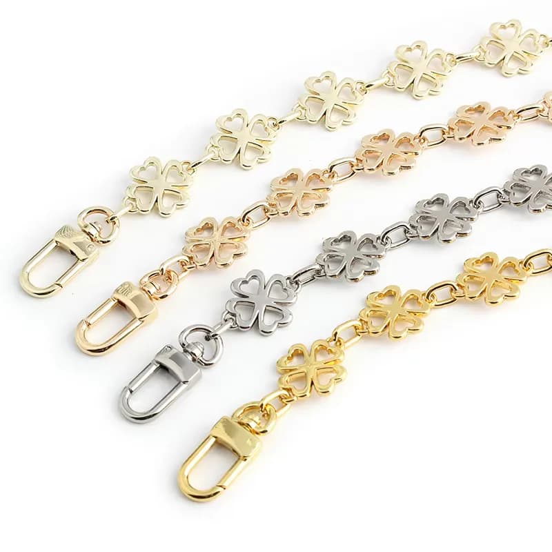 Fashion High-grade 30-120cm Chunky Metal Four-Leaf Clover Chain Gold Thick Chain, front view
