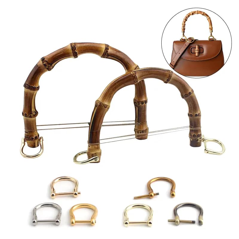 Factory 10cm 12cm 14cm Natural Real Half Round U Shape Gold Bamboo Top Handle, front view