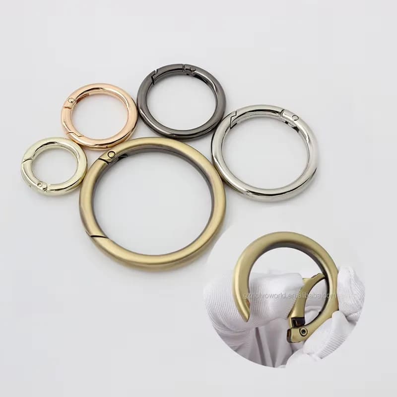 Zinc Alloy Fashion Durable Custom Logo Spring Gate Snap Trigger Clip O-Rings, front view