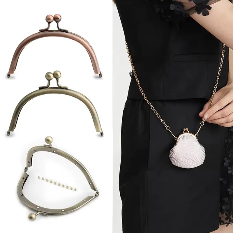 Fashion Metal Fancy Bag Small Box Kiss Lock Clasp Coin Purse Frames Lightweight, front view