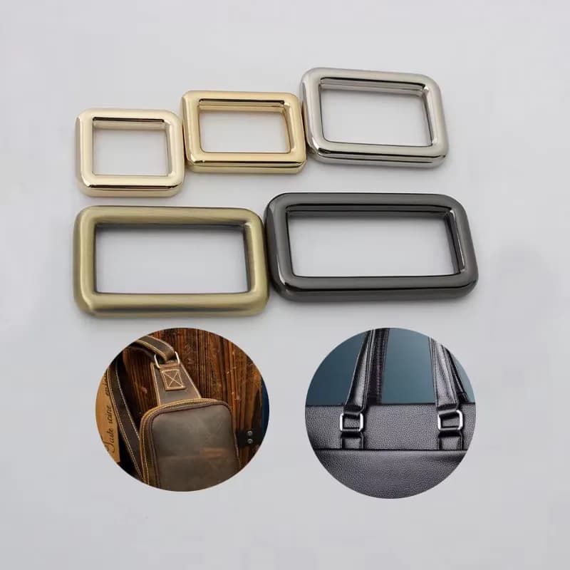 Custom rainbow Heavy Duty Thick Metal Brass Square Strap Ring Loop Connector, front view