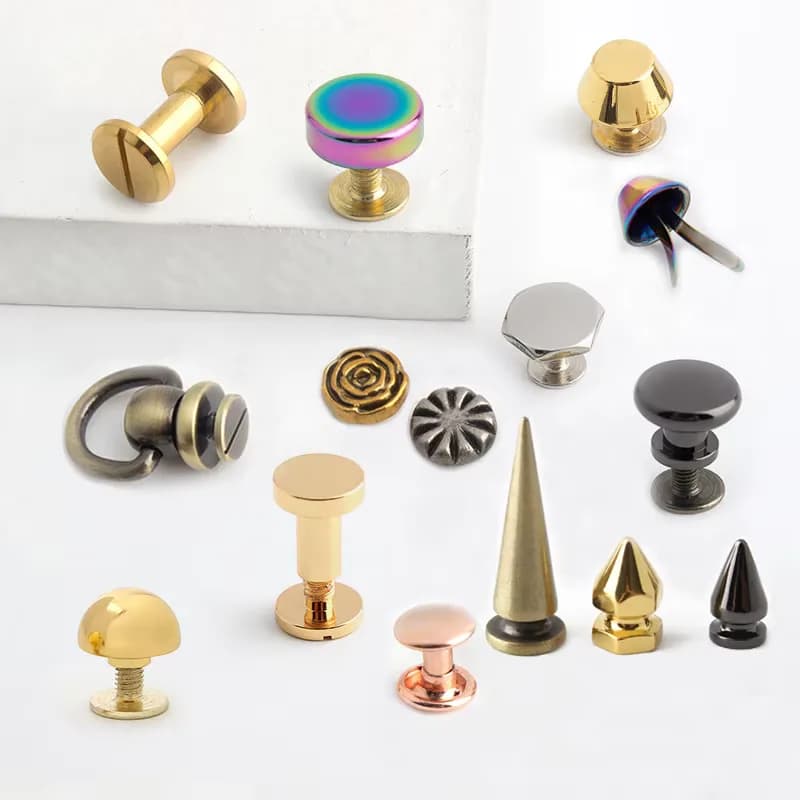 Custom Hot 10Mm Logo Solid Metal Rose Gold Brass Copper Rivets Rings Punk Feet, front view