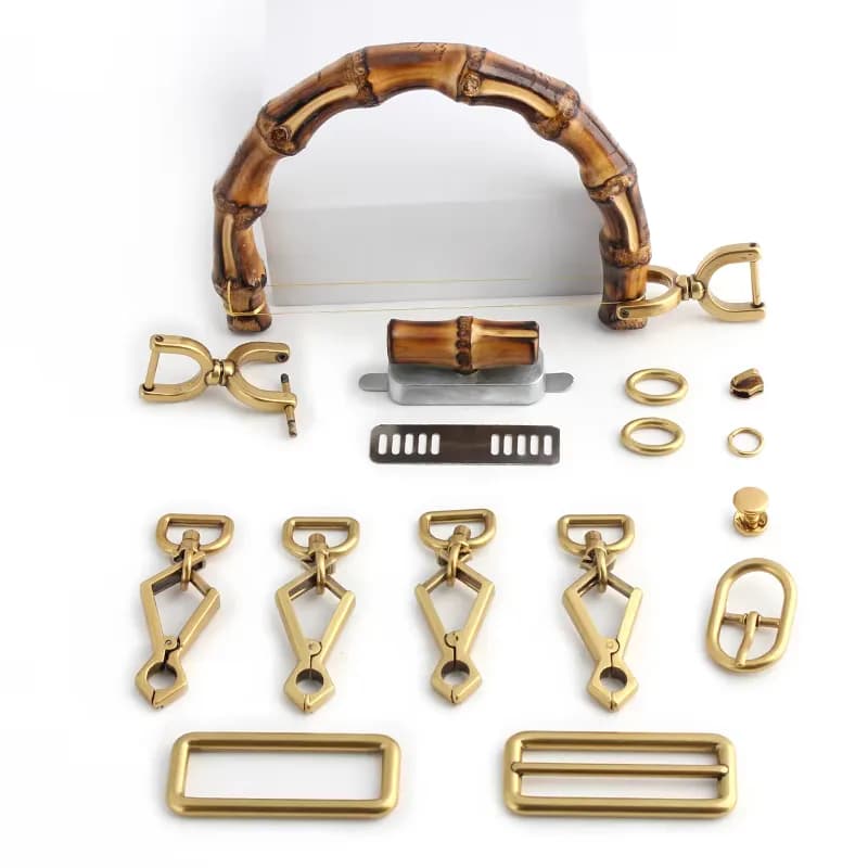 Bamboo & Metal Purse Closure Hardware Set - 1947 Vintage Style Turn Lock Closure, front view
