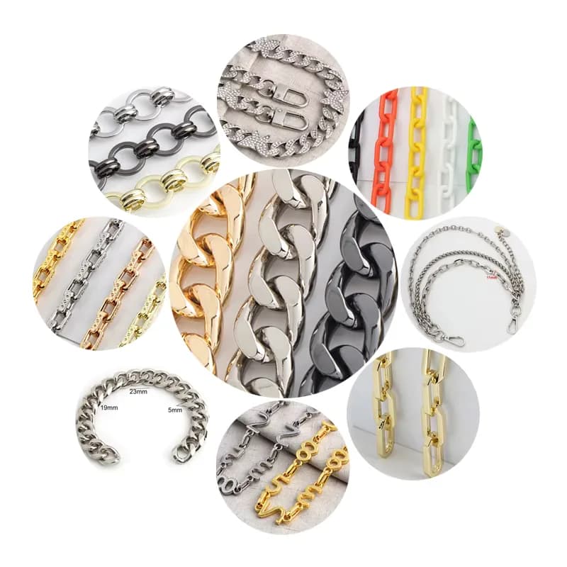 120cm Chunky Big Acrylic Plastic Resin Pearl Safety Small Bag Chain Strap, front view