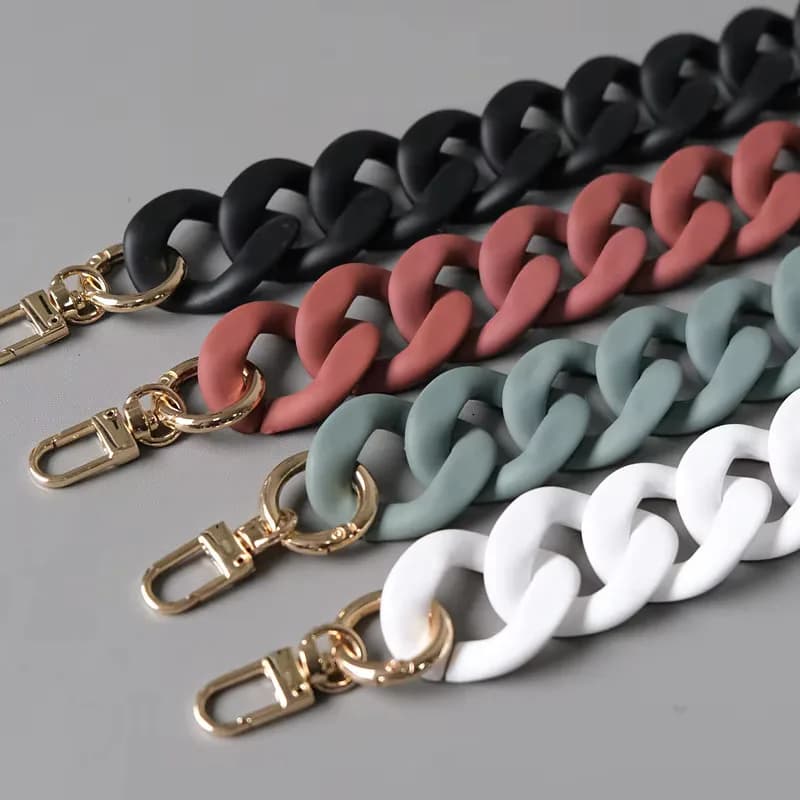 New Contrast Colors Big Acrylic Resin Plastic Purse Frame Strap Matte Chunky, front view