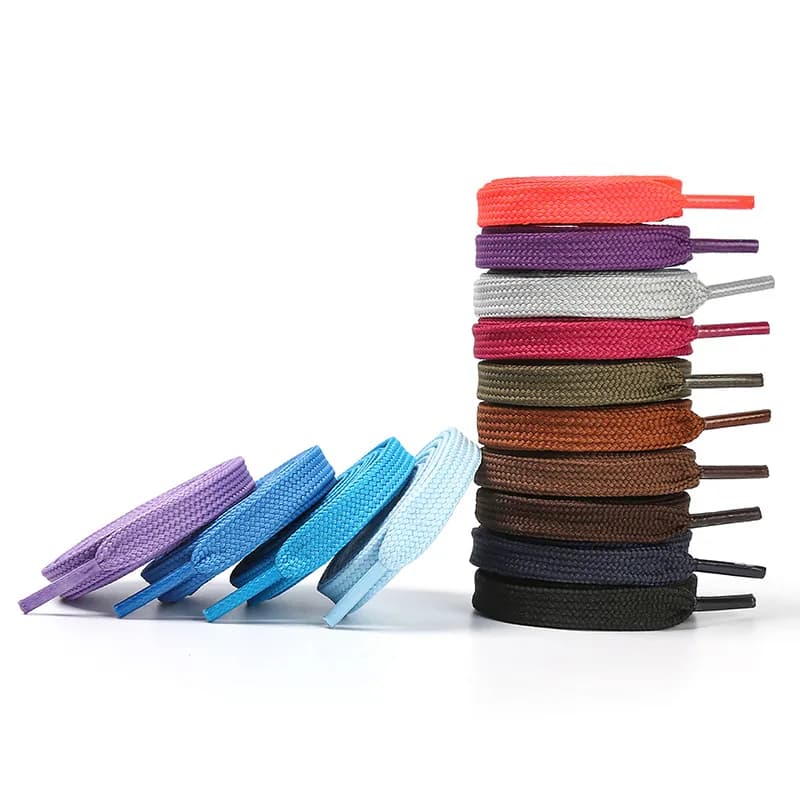 Hot Seller Colorful 8mm Flat Trainer Shoelaces Shoes String Sneakers, front view