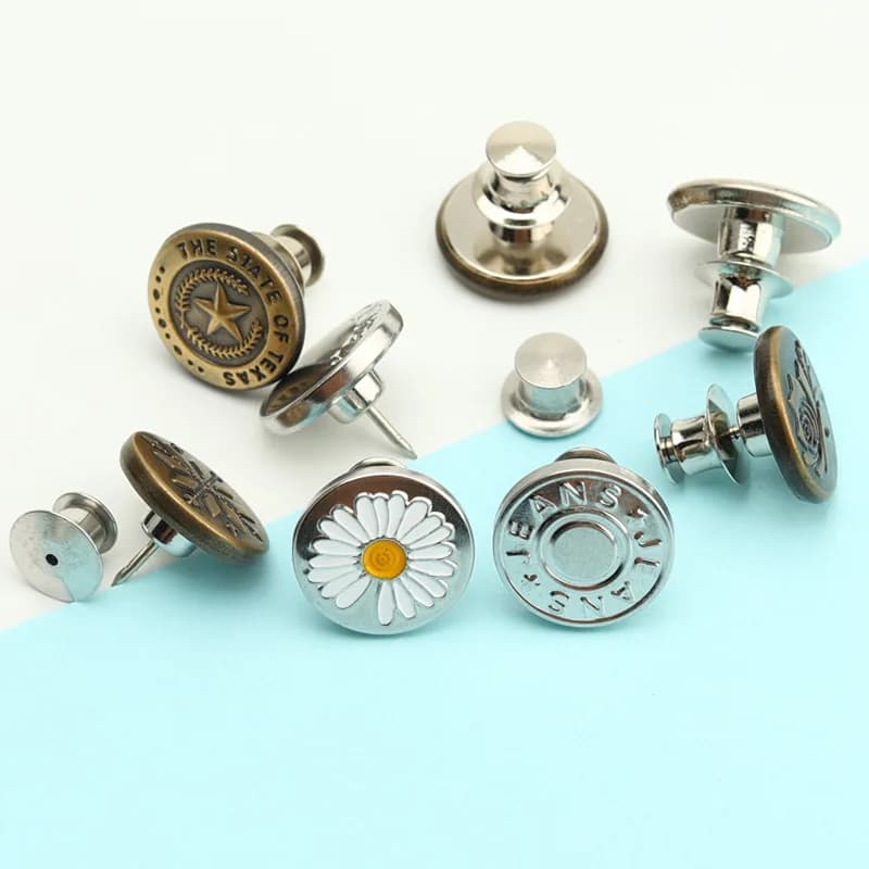 Adjustable Retractable Perfect Smooth Allow Single Heart Jeans Button Kit, front view