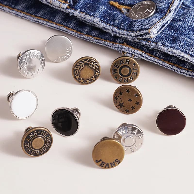 17mm Custom Logo Recyclable Metal Snap Buttons Jeans Button for Denim Jacket, front view