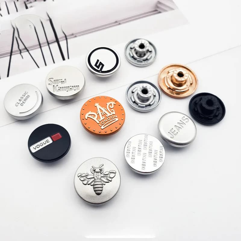 Custom Colored Metal Side Snap Bell Jean Button for Woman Clothing, front view