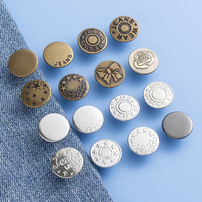 Customize Coat Metal Logo No Sew Buttons Parts Star Jeans Button, front view