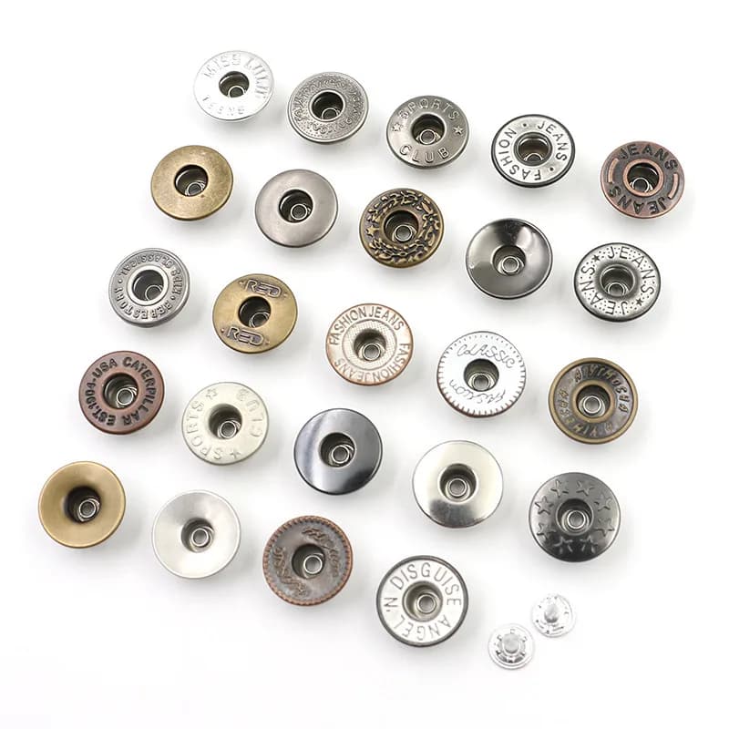 Customized 17mm Round Brass Metal Jeans Button, front view