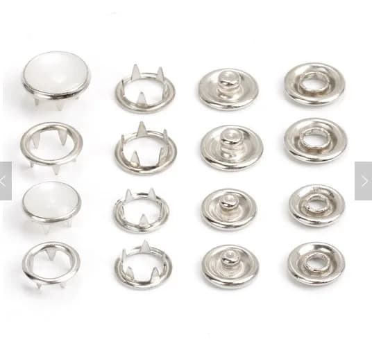 4 Parts Ring Type Snap Button With White Pearl Prong Snap Button, front view