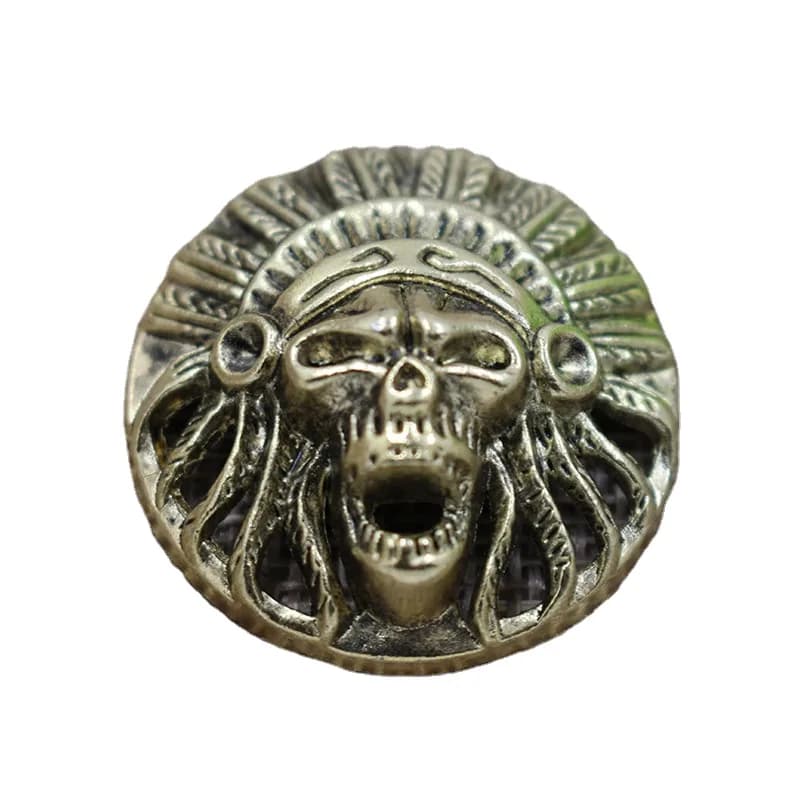 Indian Skull Gold Plated Classic Antique Western Conchos DIY Handmade, front view