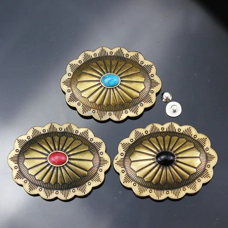 Leather Belt Saddle Concho Screw Back Zinc Alloy Concho, front view
