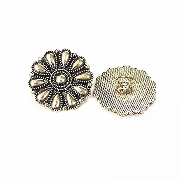 30mm New Style Circle Flower Shape Buckle Custom Plating Color Vintage Metal, front view