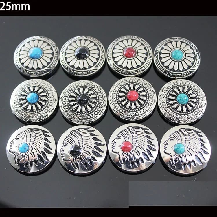 25mm Metal Conchos With Screw Conchos for Belt Bag, front view