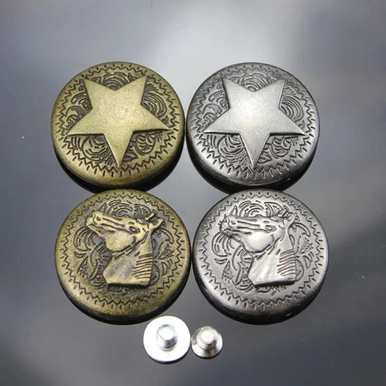 Star and Horse Metal Conchos Manufacture Conchos With Screw for Belt Bag and, front view