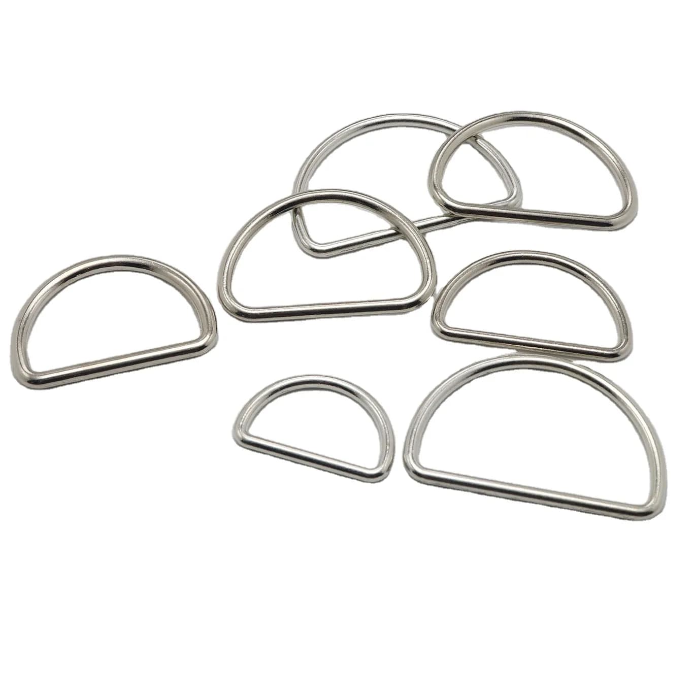 Fully Welded Zinc Alloy Steel D Ring Buckle for Dog Collars Handbag Metal, front view