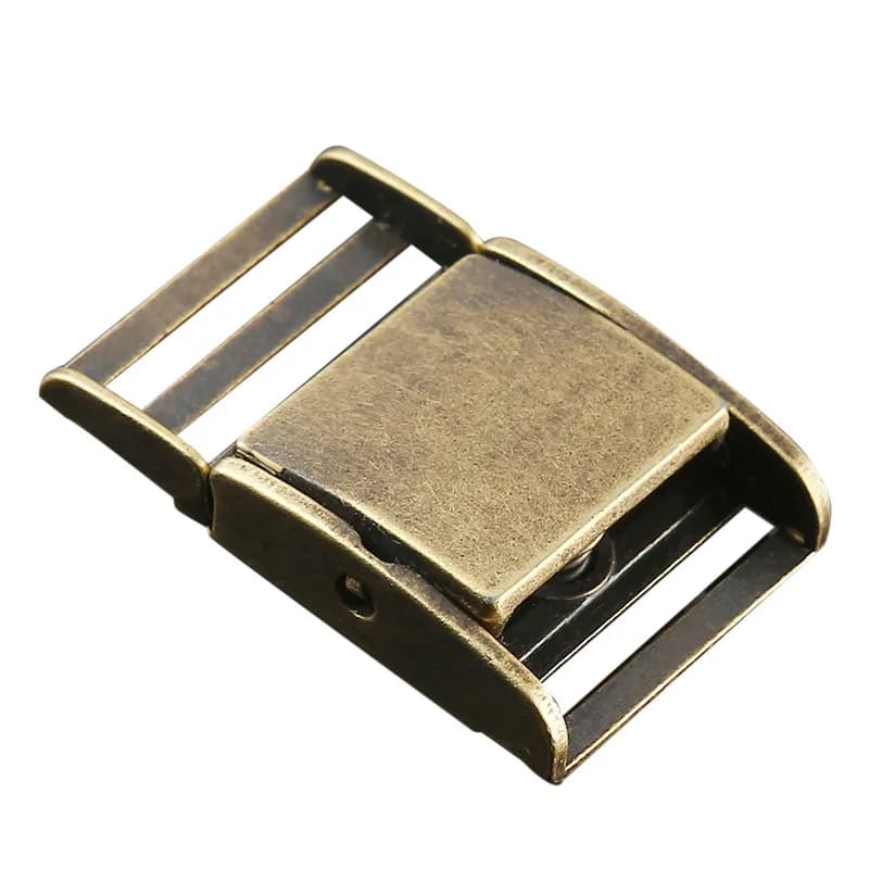 Custom Logo Brass Color Dog Collar 20mm Belt Zinc Alloy One Side Quick Release, front view
