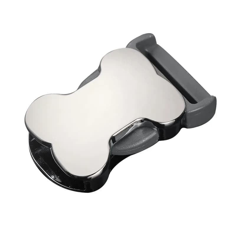 Custom Logo Silver Color Dog Collar 25mm Belt Zinc Alloy One Side Quick, front view