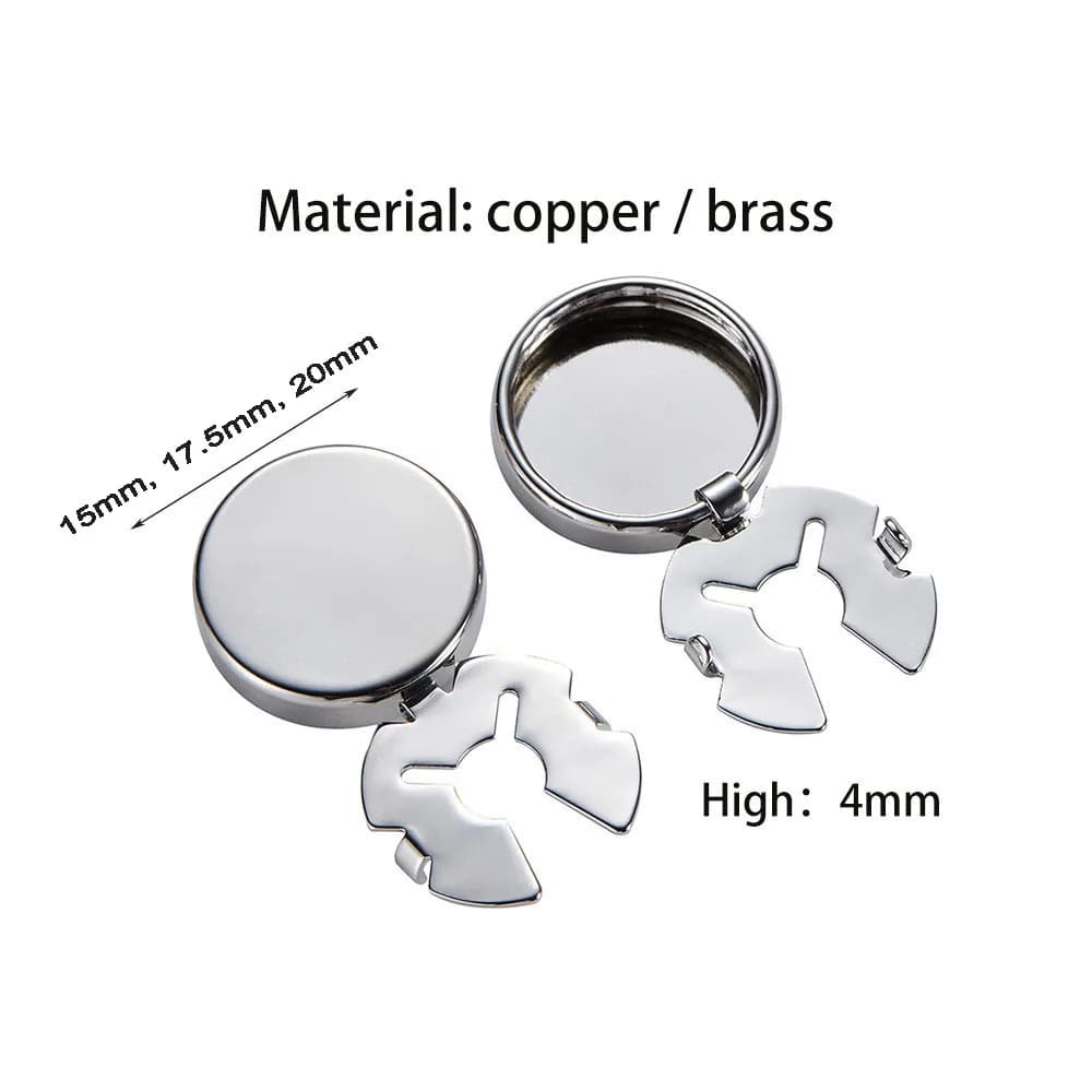 Galvanized Cooper Tortoise Buckle Gold 15mm 17.5mm Mens Brass Button Covers, front view