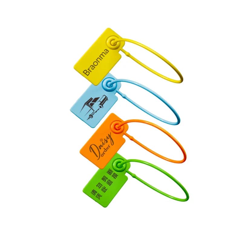Pull Tight Tamper Proof Security Tags Core Plastic Seal for Man Shoes hang, front view