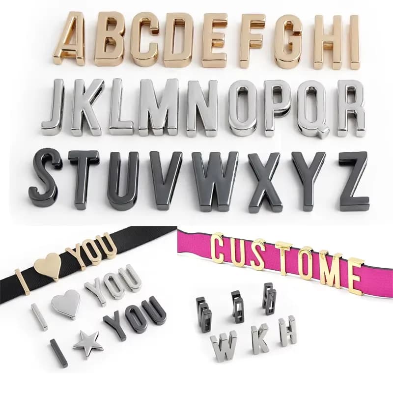Fashion Design Metal Slide A-Z Charm Alphabetic Pendant DIY Decorate Alphabet, front view