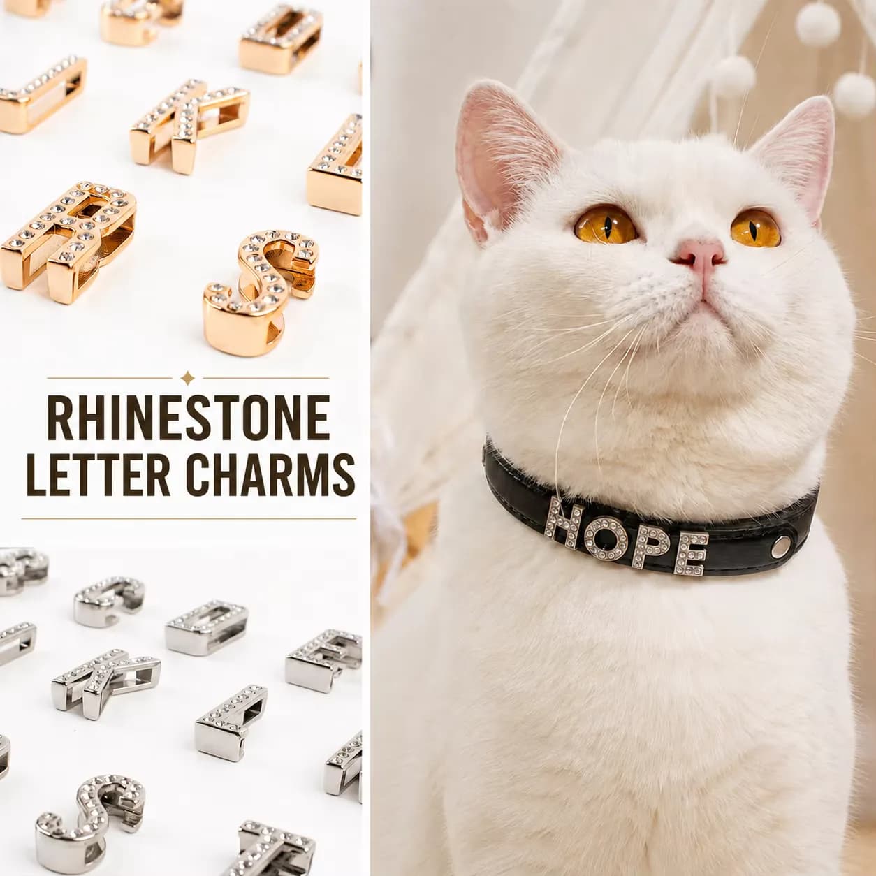 A-Z Alphabet Slider Charms Zinc Alloy Metal Letter Ornaments for Pet Collars, front view