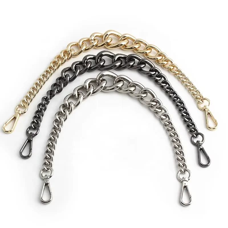Silver Gold Gun Metal 45-120cm Aluminum Chain Bag Strap Handbag Handles DIY, front view