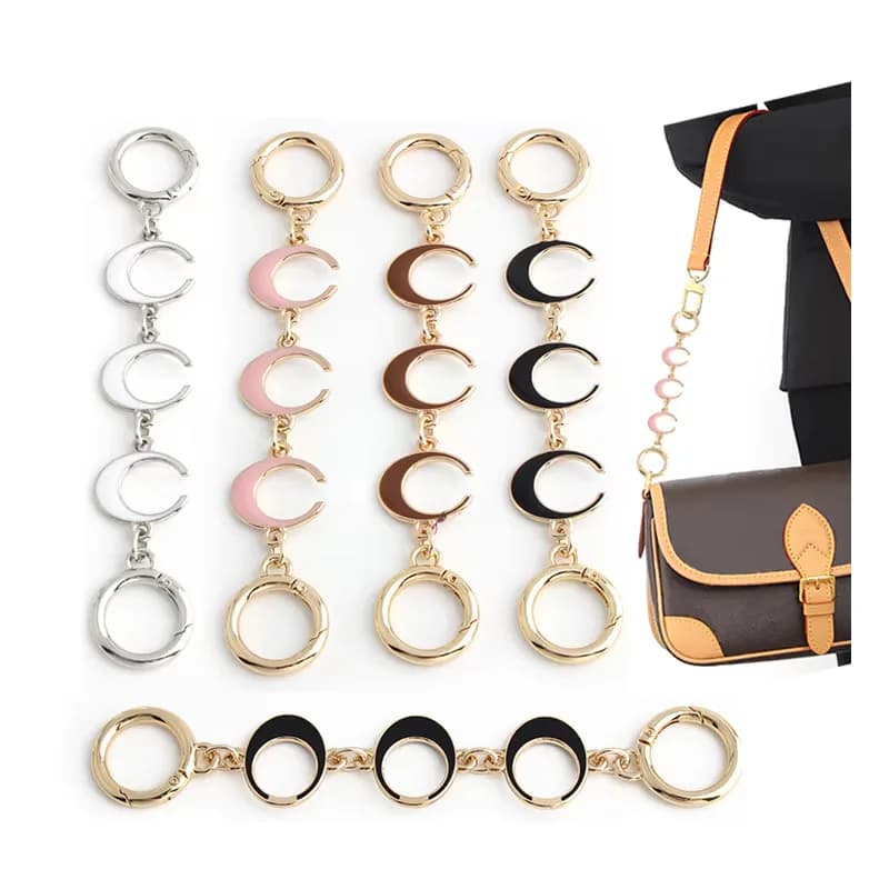 Moon Shape Bag Extender Chain - Adjustable Purse Strap Extension with Charm, front view