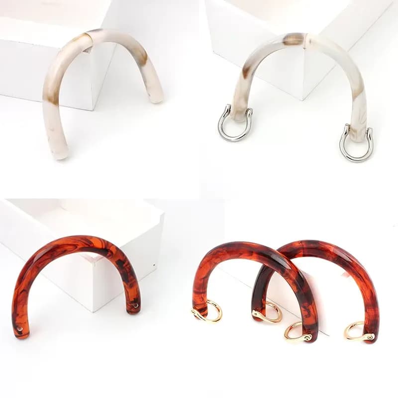 Acrylic Purse Handles Resin Handbag Handles Round Resin Handle O Ring Stylish, front view