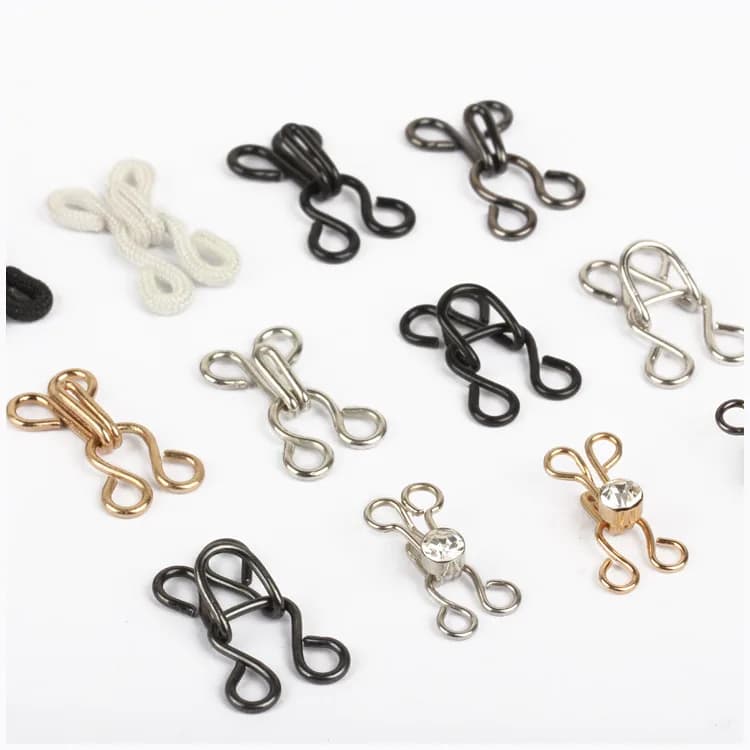 Metal Eyelets Hook and Bar Closure Full Garment Pants Closure Trouser Nylon, front view