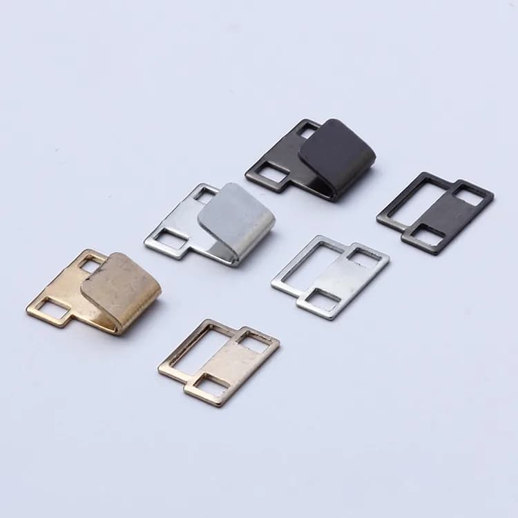 10.5mm Inner Brass Rustless Copper Plating Flat Metal Sew on Hooks and Bar for, front view