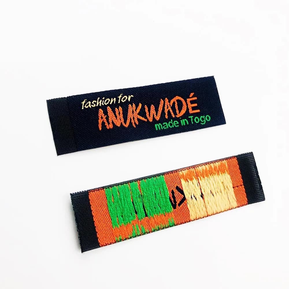 Custom Brand Name Logo Textile Neck Woven Tags Folded Garment Labels for Clothing Hang Tag - view 1