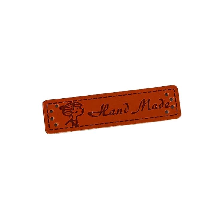 Garment Pu Leather Embossed Labels Hand Made Tags for Jeans \Hat \Bags - view 1