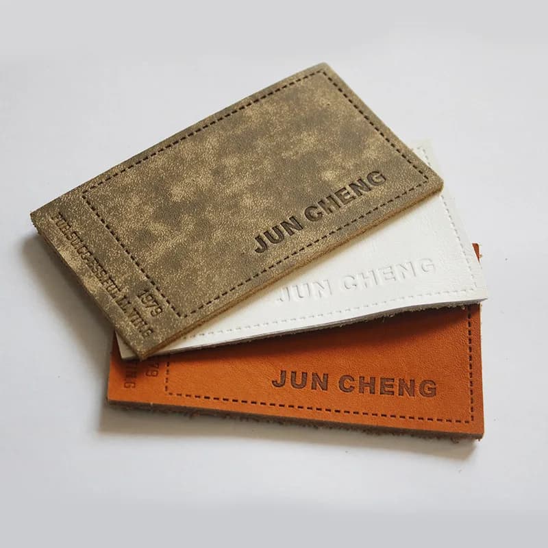 Fashion Plate Garment Labels Custom Brand Logo Embossed Metal Leather Patches for Clothing - view 1