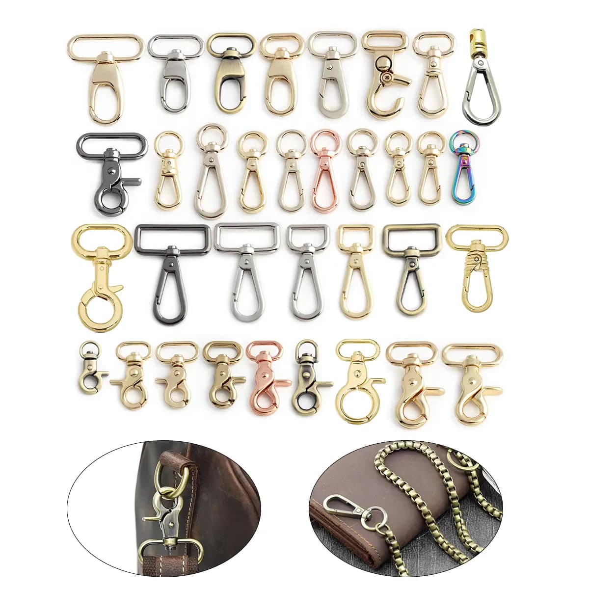 Heavy Duty Zinc Alloy Trigger Spring Dog Leash D-clasp Clip Swivel Carabiner, front view
