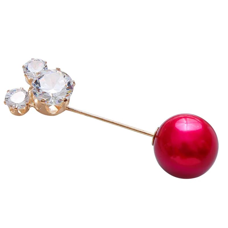 Custom Fashion Zircon Pearl Brooch Pin Jewelry Mickey butterfly Brooches, front view