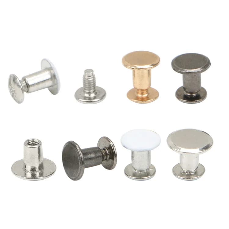 Customized Post Metal Chicago Screws Binding Leather Nail Rivet Button Solid, front view