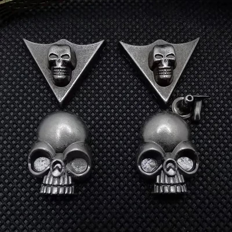 Custom Plated Antique Silver Skull Decorative Garment Rivets Metal Punk, front view