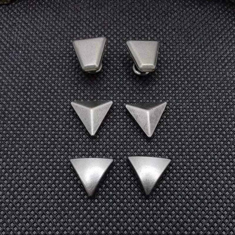 Factory Price 11mm Triangle Rivets Leather Bags Fastern Decoration Studs, front view