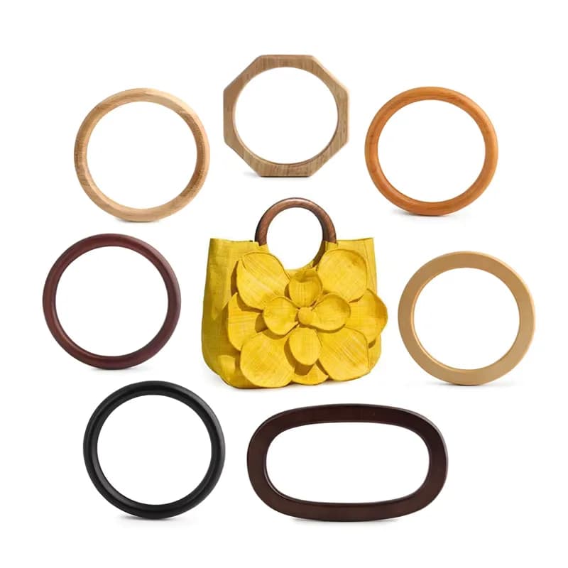 Wooden Round Purse Handle 11/12/14/21cm - Natural Circle Ring Handle for Macrame, front view