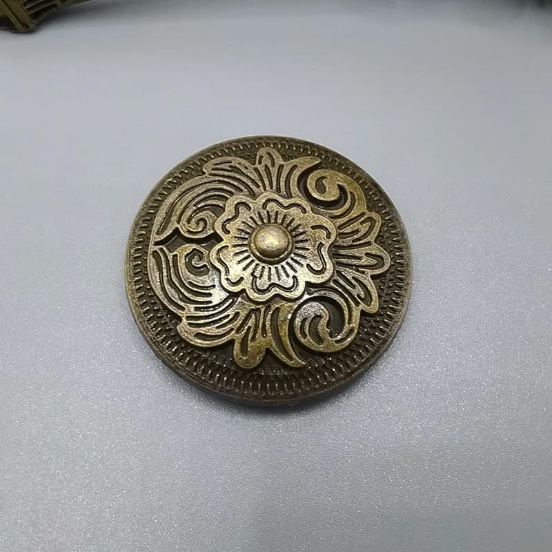 Decorative Classic Design Round Metal Flower Turquoise Concho With Screws Back, front view