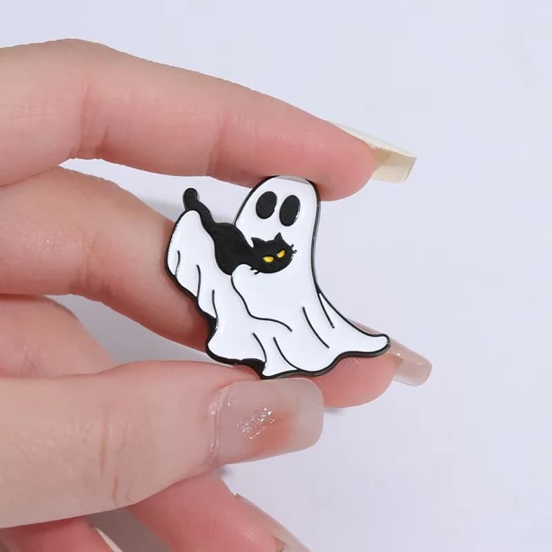 Halloween Funny Ghost Head Pumpkin Halloween Pin Soft Enamel Badge - view 1