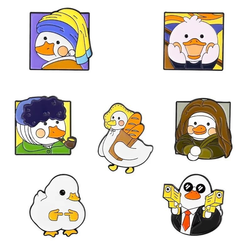 Custom Cartoon Design 2D/3D Metal Hard Enamel Lapel Pins Cute Animal Duck Logo Cute Animals Duck Custom Cartoon Badge - view 1